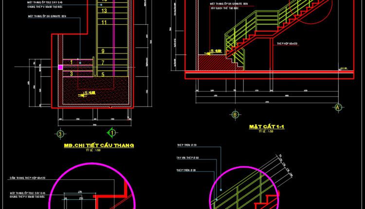 56.Detailed drawings of stairs in autocad file (1)
