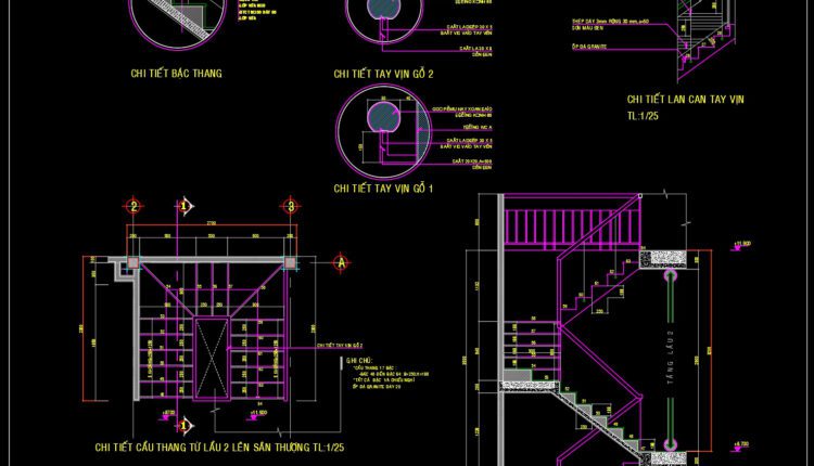 57.Detailed drawings of stairs in autocad file