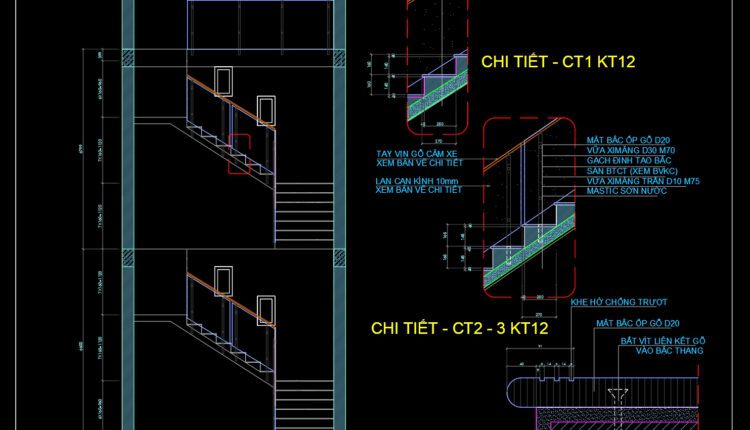59.Detailed drawings of stairs in autocad file