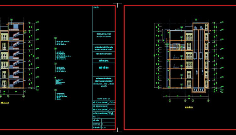 6 Floors Hospital Building Elevations AutoCAD File DWG