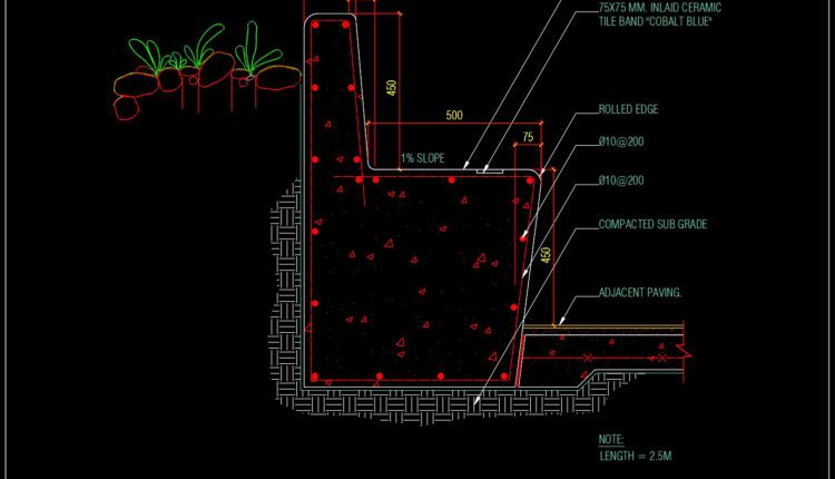 60.Concrete Seat Typical Section Detail CAD