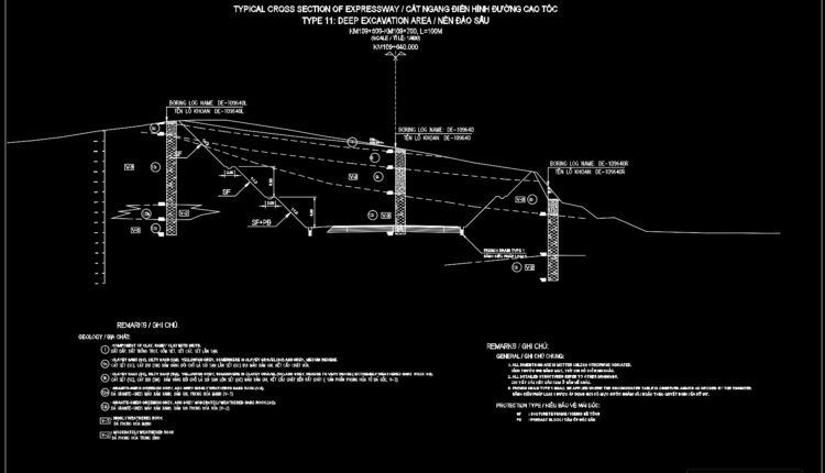 61.Typical Cross Section Of Deep Excavation Autocad File DWG