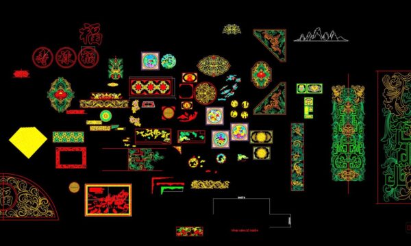 63.Asian Traditional Pattern AutoCAD Blocks Free Download