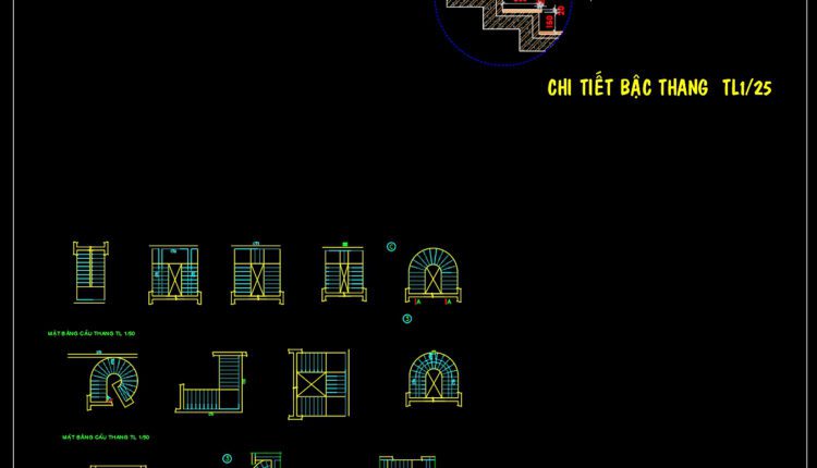 63.Detailed drawings of stairs in autocad file