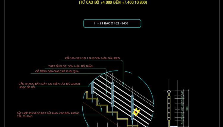 63.Detailed drawings of stairs in autocad file