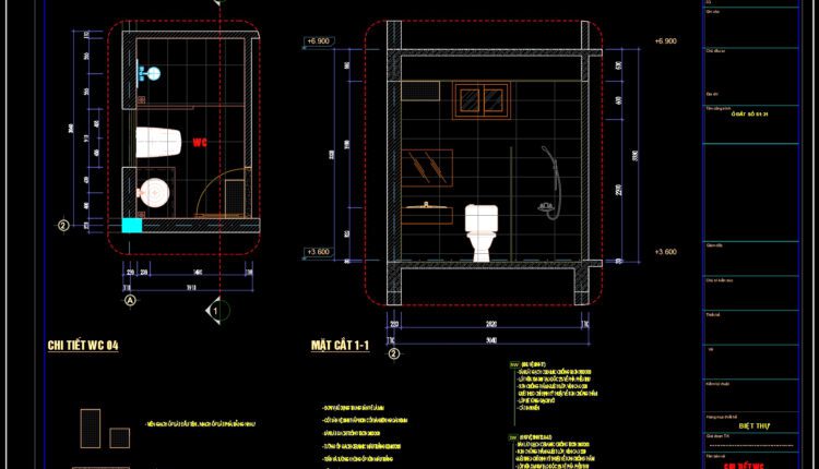 69.WC Layout Plan and elevations details AutoCAD drawing download