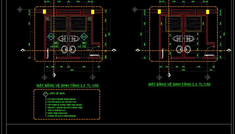 70.WC Layout Plan and elevations details AutoCAD drawing download (1)