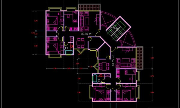80.Apartment Plans AutoCAD File Free Download