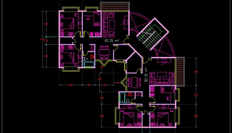 80.Apartment Plans AutoCAD File Free Download