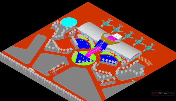 Airport design study in 2d, 3d Autocad DWG File (2)