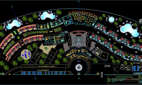 Private University Plan and Elevation AutoCAD File DWG