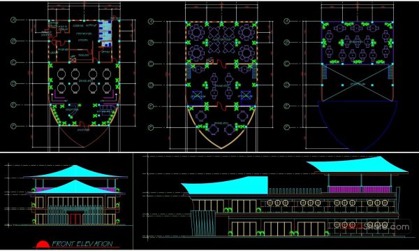 Restaurant Elevation and Sections Details AutoCAD File DWG