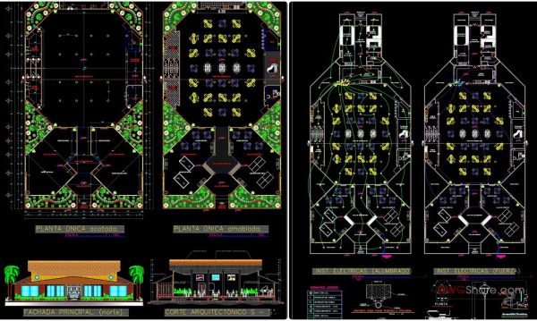 Restaurant Layout Plan with Details AutoCAD File DWG