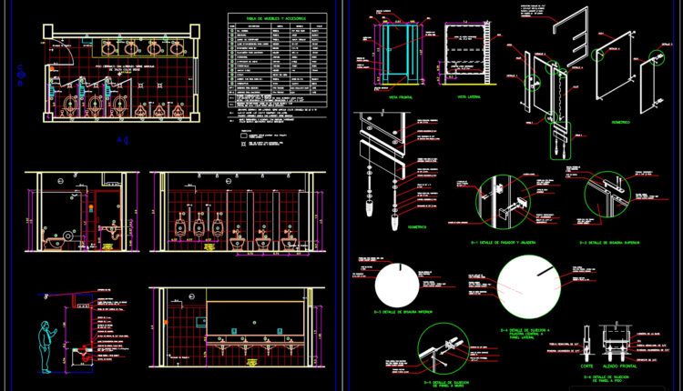 Restaurant Plan and Elevation with Sanitary Details AutoCAD File DWG
