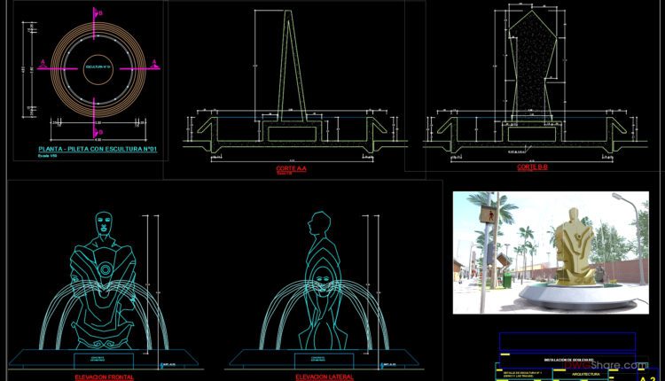 Sculpture Fountain free AutoCAD drawings (1)