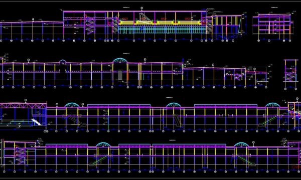 Shopping mall Level Ground, Sections  free AutoCAD drawings