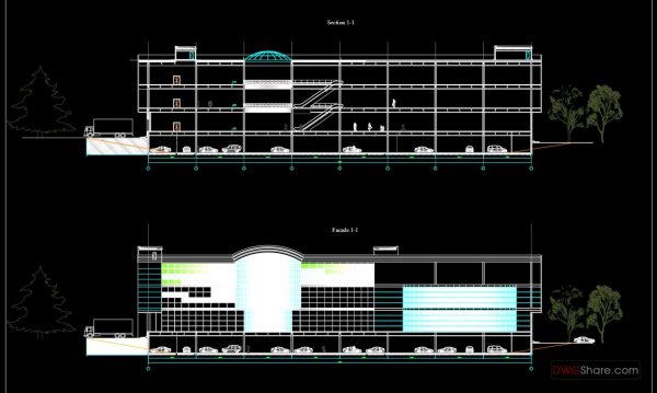 Shopping mall elevation free AutoCAD drawings