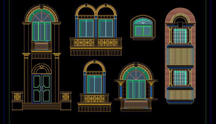 118.Arch Window CAD Blocks Elevation Design Free Download