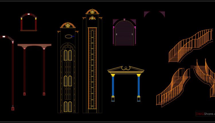 122.Cad classical elements cad blocks free dwg
