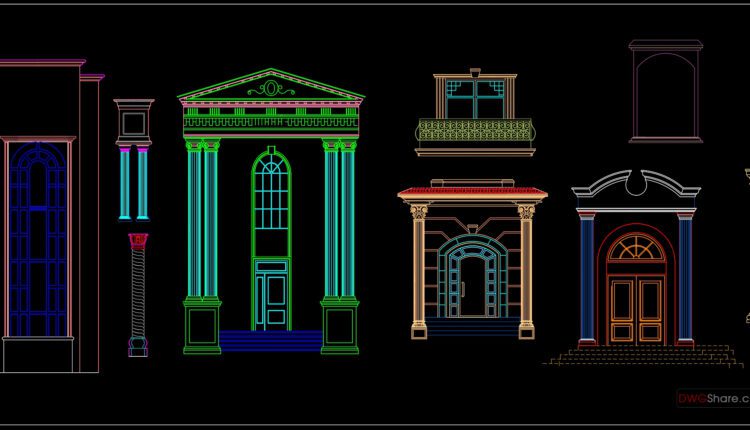 122.Cad classical elements cad blocks free dwg