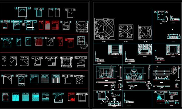 32.Bedroom top view AutoCAD blocks free download