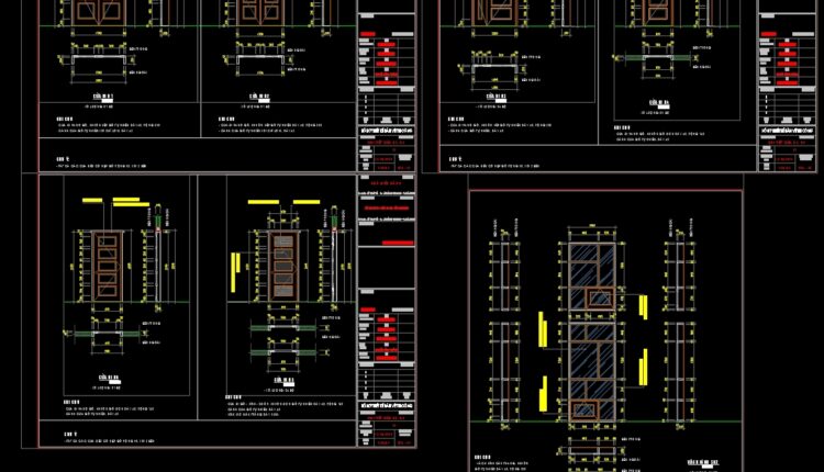 352.Free cad blocks Detail doors windows DWG download