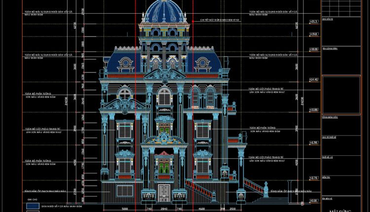 4 Levels House Faces Details AutoCAD File