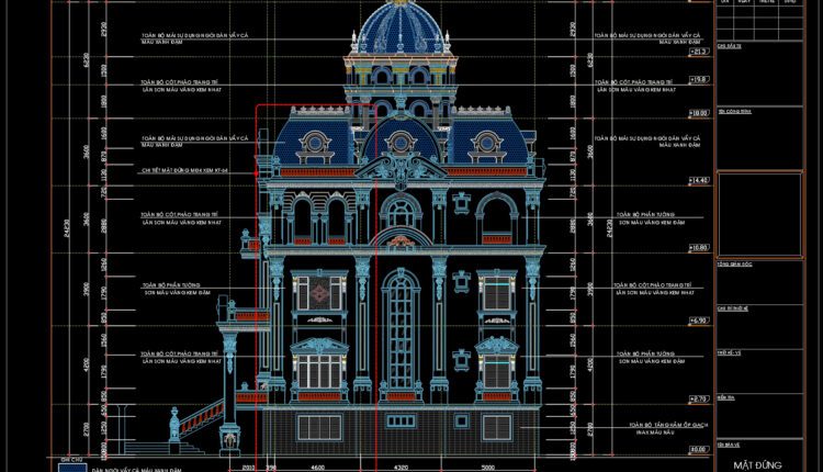 4 Levels House Faces Details AutoCAD File
