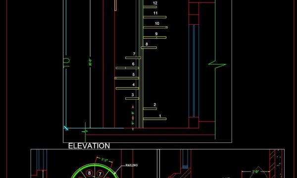4 years ago
                

                
             1,64045.Helicoidal Steel Stair Elevation and Plan Details CAD