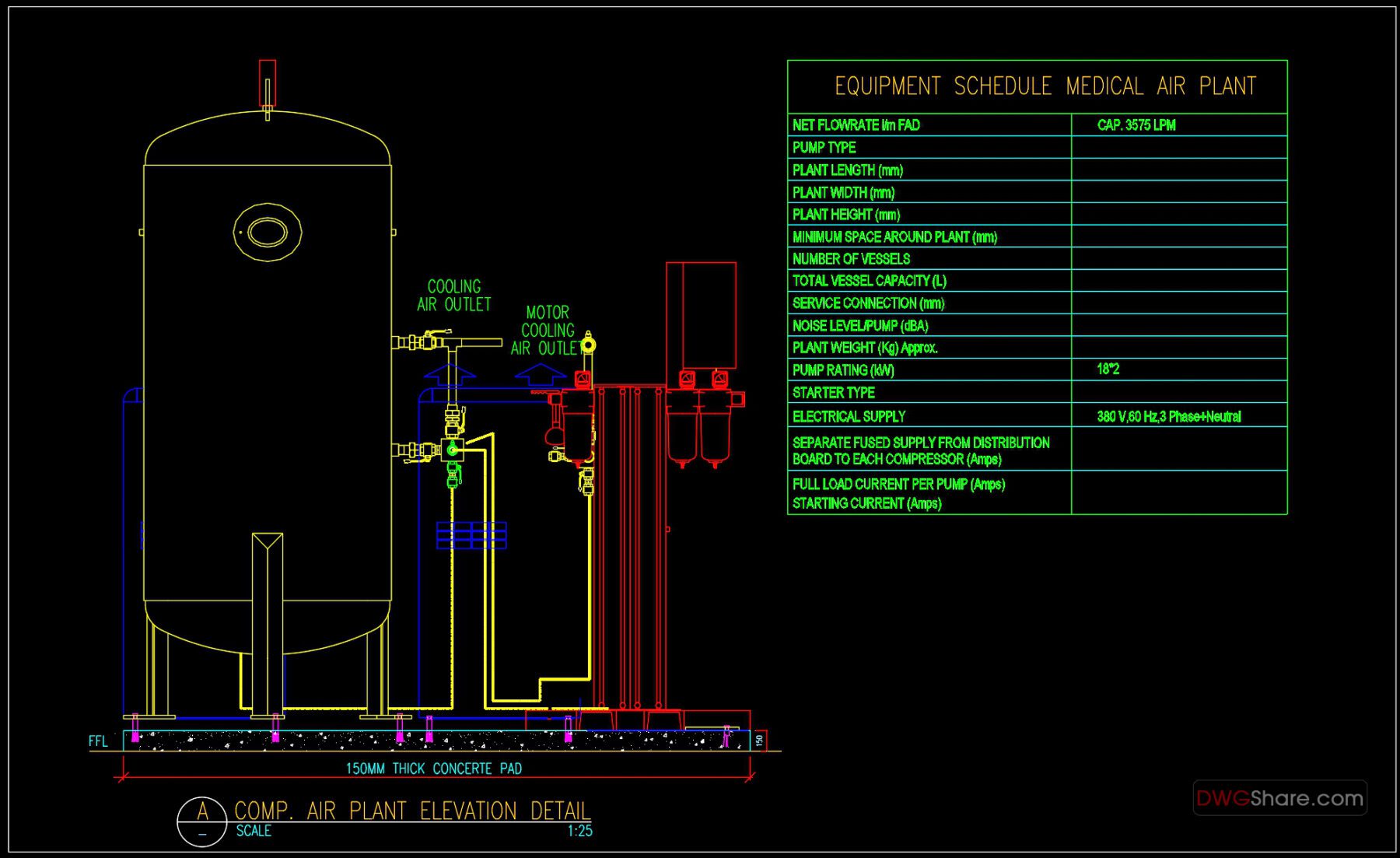 63.Vaccium Compressed Air Plant and AGSS Details CAD Drawing DWG