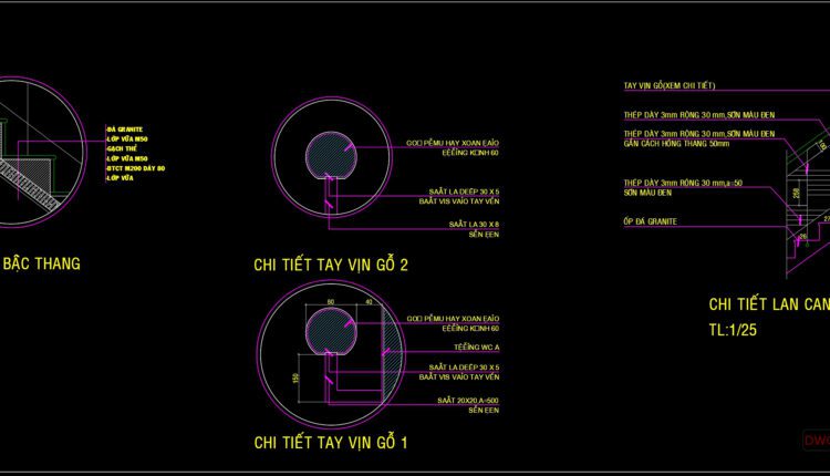 64.Detailed drawings of stairs in autocad file