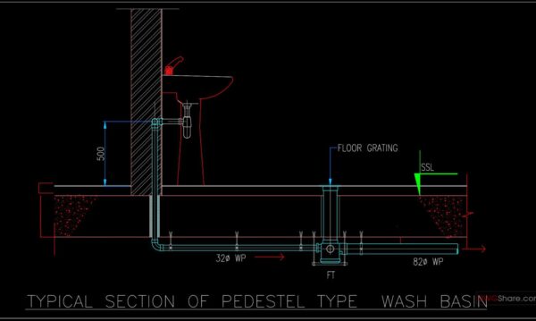 4 years ago
                

                
             1,34369.Typical Section of Pedestel Type Wash Basin CAD Drawing DWG