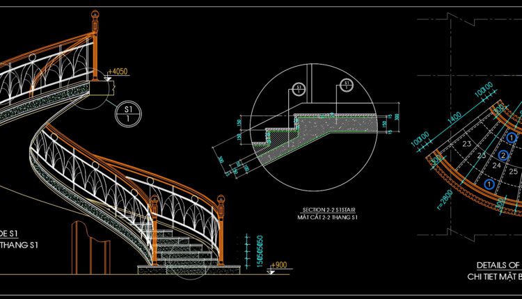 71.Details handrail stairs, handrails autocad free download