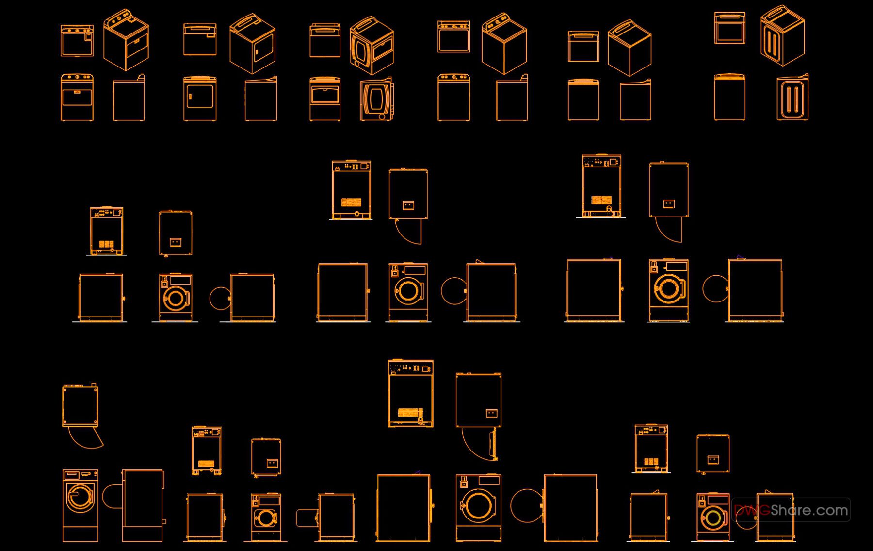 74.Washing Machine CAD Blocks