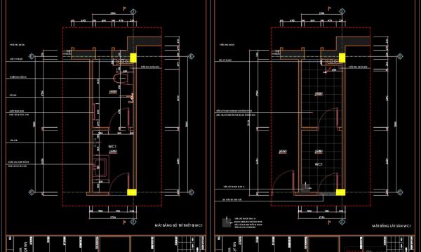75.WC Layout Plan and elevations details AutoCAD drawing download