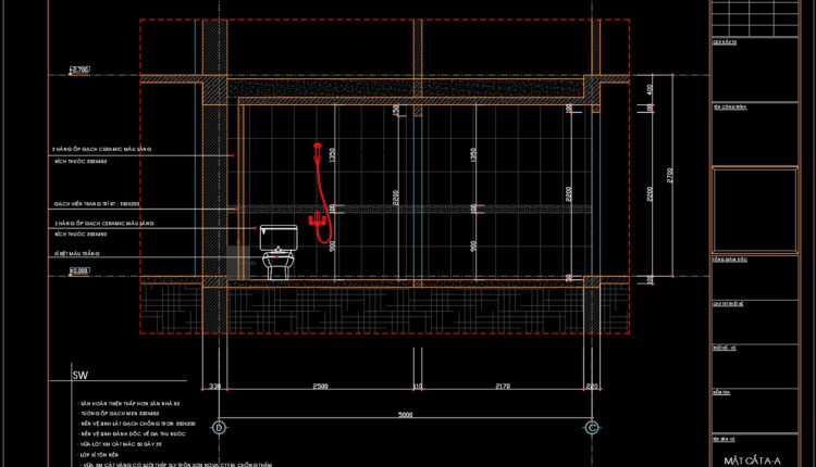 75.WC Layout Plan and elevations details AutoCAD drawing download