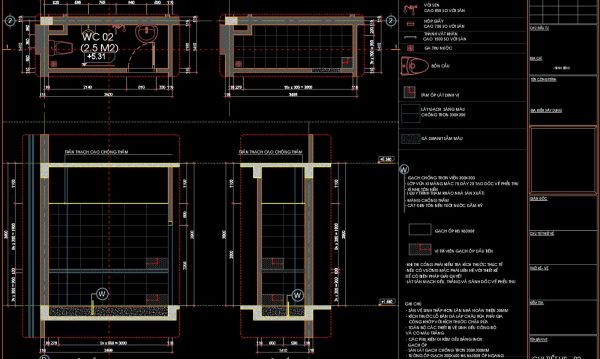 78.WC Layout Plan and elevations details AutoCAD drawing download