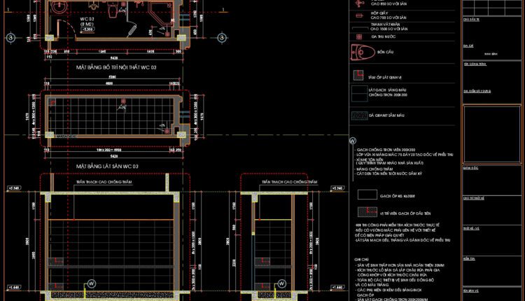 79.WC Layout Plan and elevations details AutoCAD drawing download
