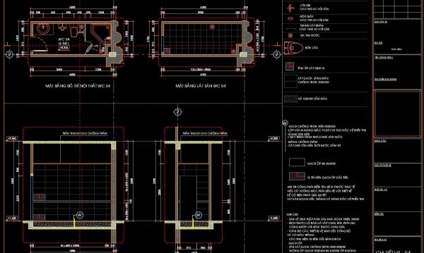 80.WC Layout Plan and elevations details AutoCAD drawing download
