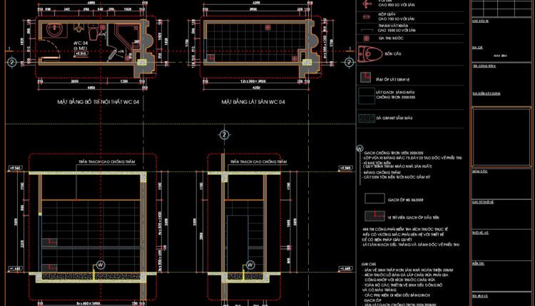 80.WC Layout Plan and elevations details AutoCAD drawing download