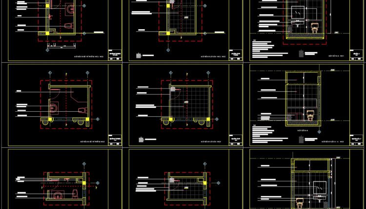82.WC Layout Plan and elevations details AutoCAD drawing download