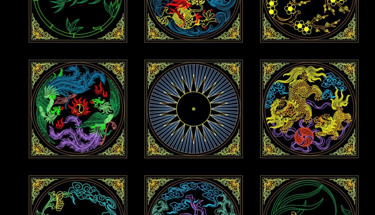 90.Asian Traditional Pattern AutoCAD Blocks Free Download (4)