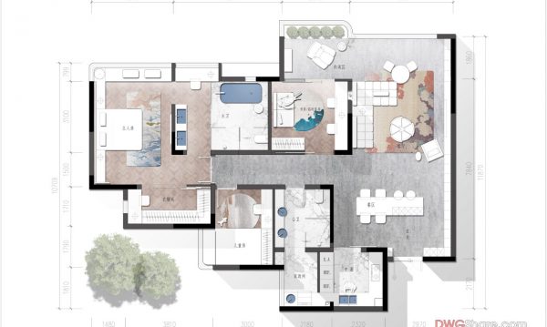 96.Apartment Plan AutoCAD and Photoshop Files Free Download