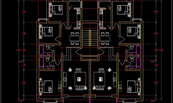 102.Apartment Plans AutoCAD File Free Download
