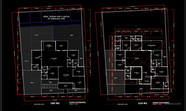 106.Autocad House Plan Free DWG Drawing Download 216m2