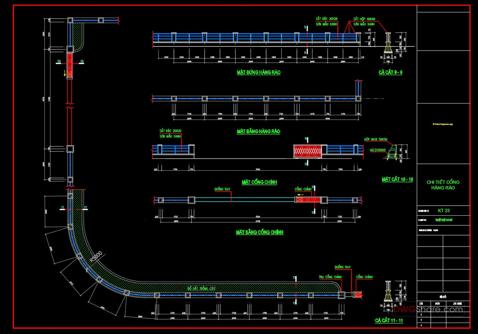 107.Gate and Fence DWG With Detailing For Free Download
