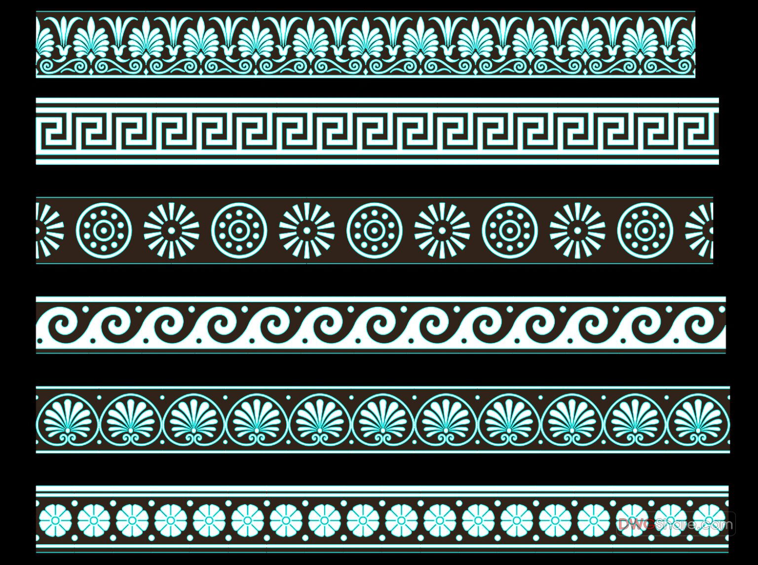 125.Greek Pattern Cad Blocks Free Download