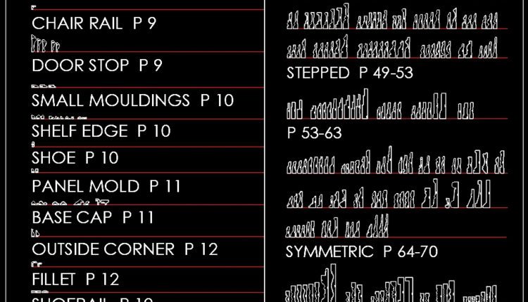 130.Mouldings One Profiles AutoCAD blocks free download (1)