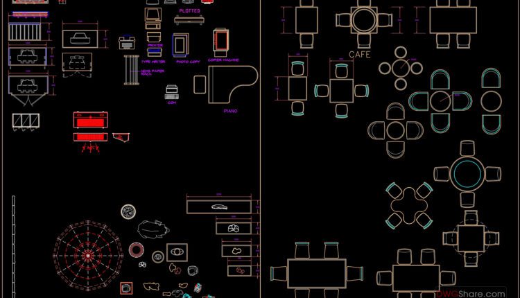 163.Dining tables and chairs Plan AutoCAD File Free Download