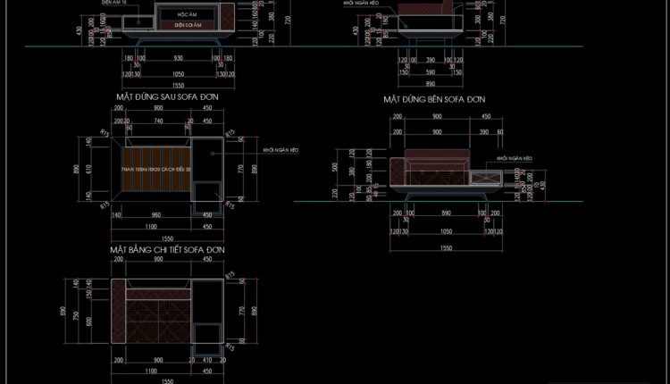 167.Walnut sofa Cad Blocks free download